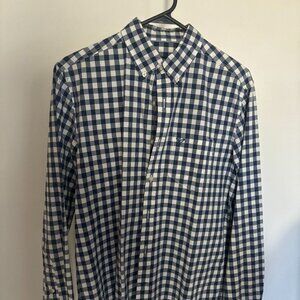 American Eagle, Medium, blue & white check, long sleeve button down shirt